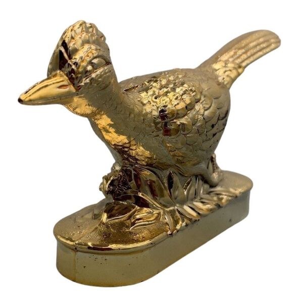 Vintage Gold Tone Brass Roadrunner Bird Figurine Collectible Marked with Japan‎ - Picture 1 of 8
